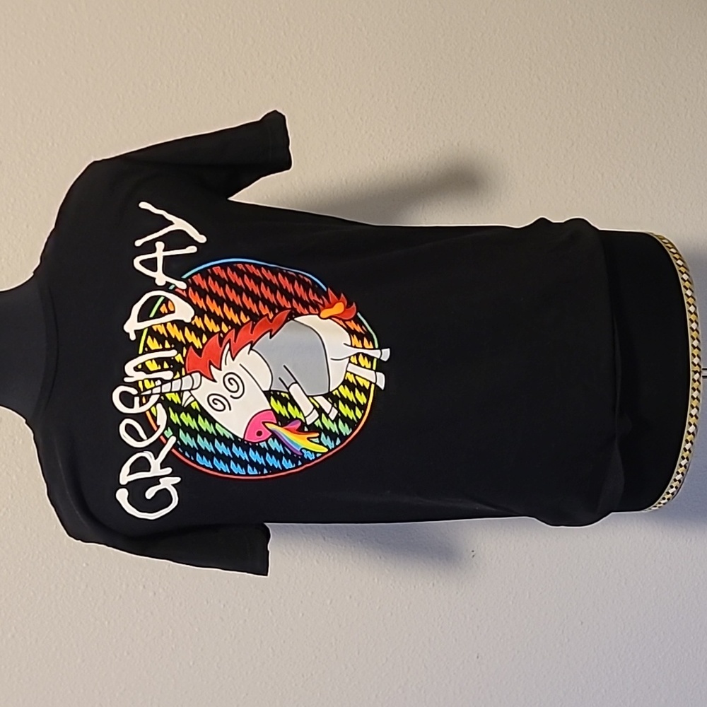 Rock Out with This Rainbow Unicorn!  Green Day Tee - Size M